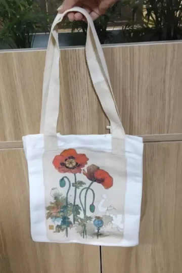 کیف پارچه ای 3 طرفه کاست 26*29 (طرح گل شقایق،کد 2218)