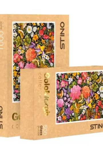 کتاب پازل شیشه ای استینو 2000 تکه طرح گل و مرغ (کد 30101)،(باجعبه) - معصومه بهارلویی