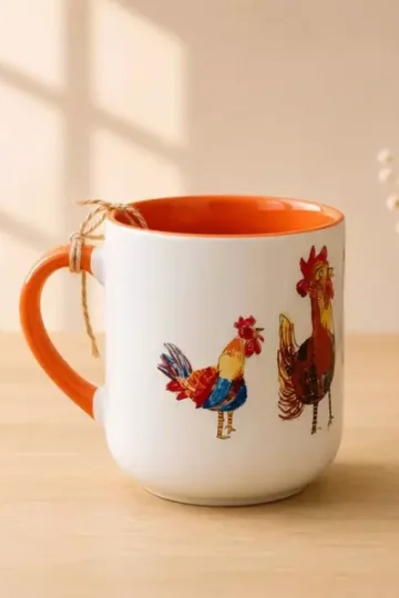 ماگ انحنادار طرح خروس ها (باجعبه)