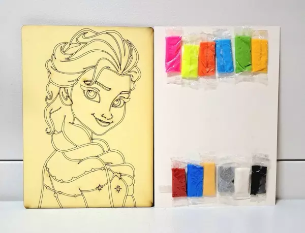 بازی شنی 12 رنگ چوبی طرح السا (کد 031)
